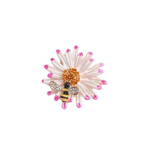 Zinc Alloy Brooches plated for woman & enamel & with rhinestone 35mm Sold By PC