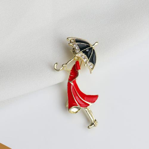 Zinc Alloy Brooches plated for woman & enamel & with rhinestone golden Sold By PC
