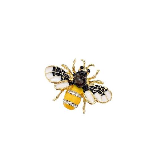 Tibetan Style Brooches, Bee, plated, for woman & enamel & with rhinestone, more colors for choice, 24x35mm, Sold By PC