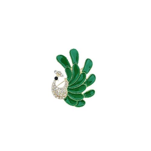 Zinc Alloy Brooches Peacock plated for woman & enamel & with rhinestone Sold By PC