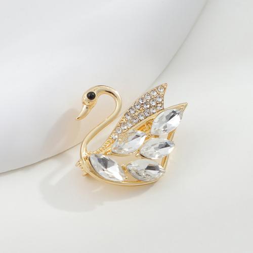 Rhinestone Brooch Zinc Alloy Swan plated for woman & with rhinestone Sold By PC