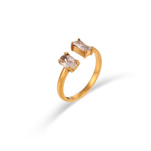 Zirkonia Edelstahl-Finger- Ring, 304 Edelstahl, verschiedene Stile für Wahl & Micro pave Zirkonia & für Frau, keine, verkauft von PC