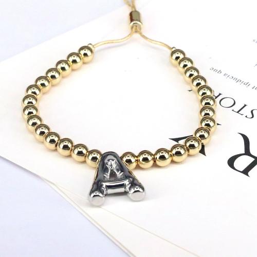 Bracelets en laiton, Placage, lettres sont de A à Z & styles différents pour le choix & pour femme, doré, Longueur:Environ 15-25 cm, Vendu par PC
