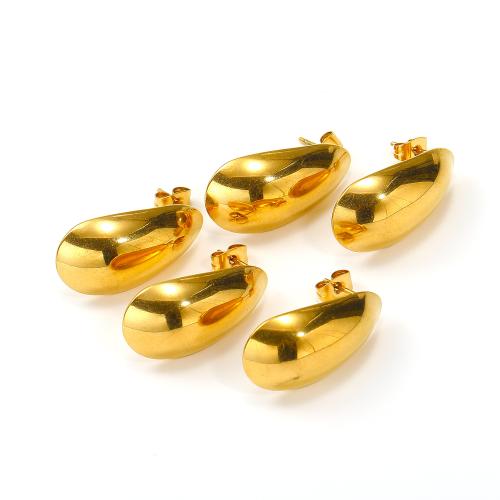 Stainless Steel Stud Earrings, 304 Stainless Steel, Teardrop, Vacuum Ion Plating, for woman, Sold By Pair