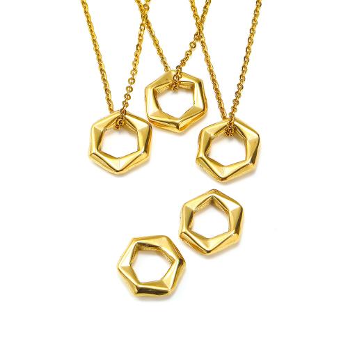 Stainless Steel Jewelry Necklace, 304 Stainless Steel, Hexagon, Vacuum Ion Plating, for woman, Sold By PC