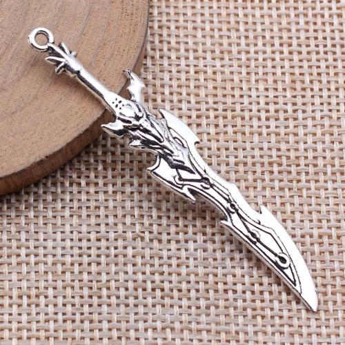 Tibetan Style Pendants, Sword, antique silver color plated, DIY, 59mm, Sold By PC