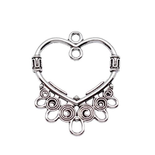 Zinc Alloy Connector Heart antique silver color plated DIY & 1/1 loop Sold By PC