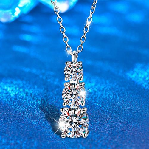 925 Sterling Silver Necklace with Moissanite with 2inch extender chain Geometrical Pattern platinum plated & for woman Length Approx 17.7 Inch Sold By PC