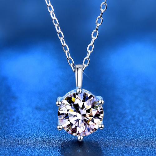 925 Sterling Silver Necklace, with Moissanite, with 2inch extender chain, Geometrical Pattern, platinum plated, cross chain & different size for choice & for woman, Length:Approx 15.7 Inch, Sold By PC