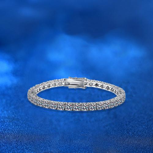 925 Sterling Silver Bracelet with Moissanite  & for woman Sold By PC