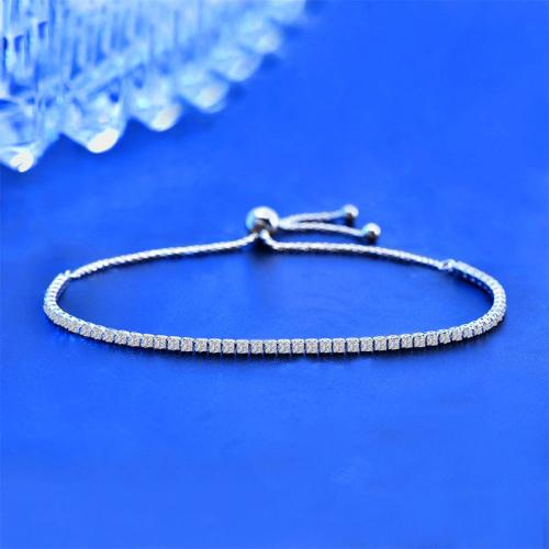 925 Sterling Silver Bracelet, with Moissanite, with 4.7inch extender chain, fashion jewelry & for woman, Length:Approx 6.1 Inch, Sold By PC