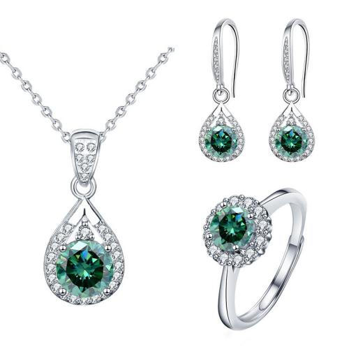 925 Sterling Silver Jewelry Set, with Moissanite, different styles for choice & for woman, Sold By PC