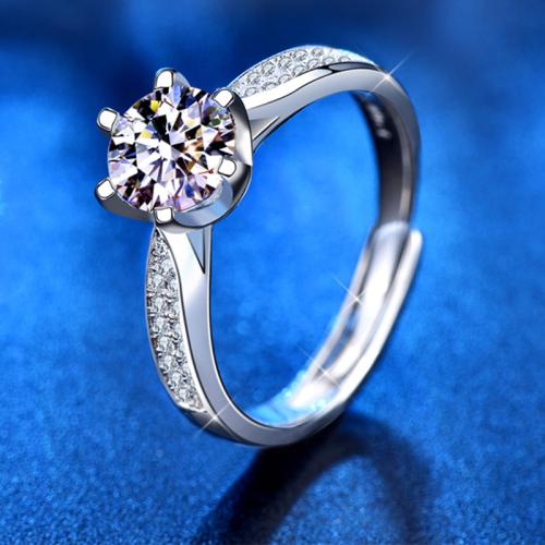 925 ασημένιο ασήμι Δέσε δάχτυλο του δακτυλίου, με Μοισανίτης, Γεωμετρικό μοτίβο, επιπλατινωμένα, διαφορετικό μέγεθος για την επιλογή & για τη γυναίκα, Μέγεθος:6-8, Sold Με PC