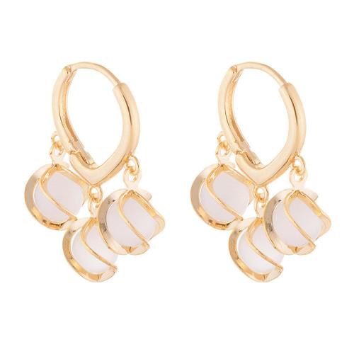 Zinc Alloy Drop Earrings with Cats Eye fashion jewelry & for woman golden Sold By Pair