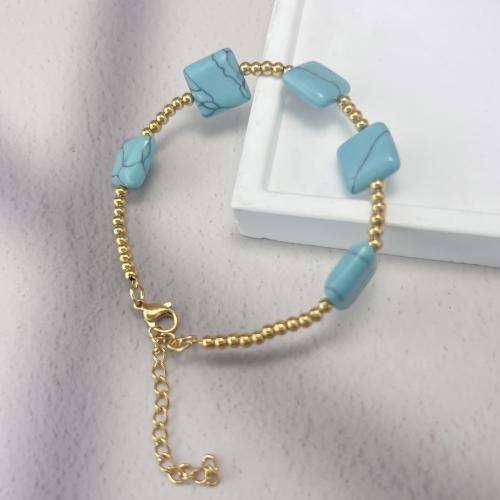 Gemstone Bracelets, 304 Stainless Steel, with Natural Stone, with 5cm extender chain, fashion jewelry & for woman, more colors for choice, Length:Approx 17 cm, Sold By PC