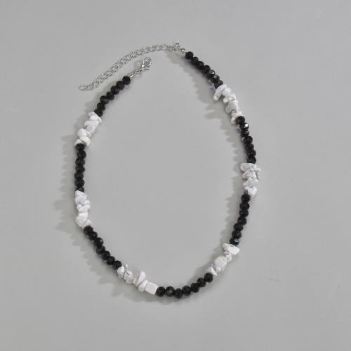 Crystal Necklace with Natural Gravel with 6cm extender chain fashion jewelry & for woman Length Approx 38 cm Sold By PC