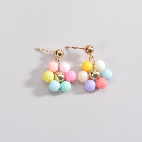 Zinc Alloy Stud Earring with Resin Flower fashion jewelry & for woman Sold By Pair