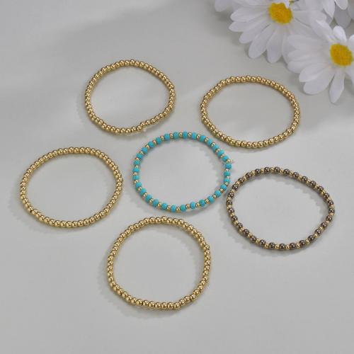Fashion Jewelry Anklet, Plastic, with turquoise, Round, 6 pieces & elastic & Unisex, Inner Diameter:Approx 7mm, Sold By Set