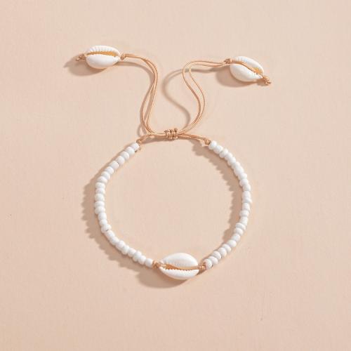 Mode Smycken Anklet, Seedbead, med Shell, Längd justerbar & för kvinna, Säljs av PC