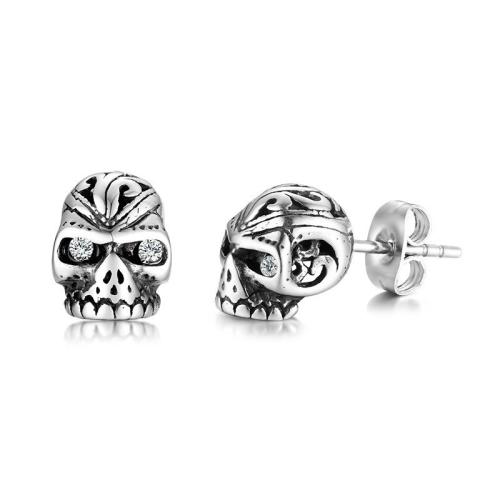 Tibetan Style Stud Earring, Skull, fashion jewelry & for man, Sold By Pair