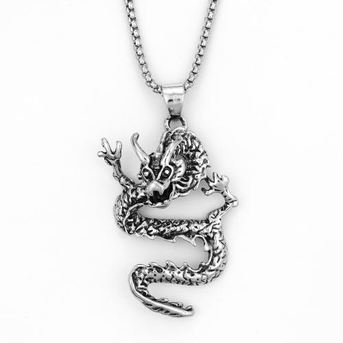 Sinc Alloy Jewelry muince, Dragon, jewelry faisin & unisex, Fad Thart 60 cm, Díolta De réir PC