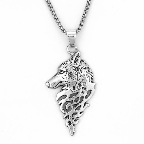 Zinc Alloy Sweater Chain Necklace with iron chain Wolf fashion jewelry & Unisex Length Approx 60 cm Sold By PC