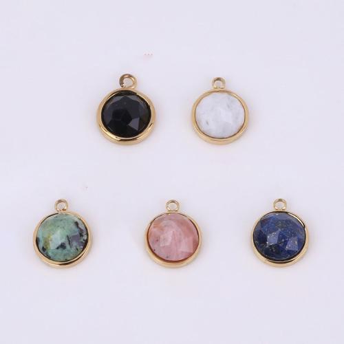 Stainless Steel Pendants, 316 Stainless Steel, with Natural Stone, Vacuum Ion Plating, different materials for choice, golden, 10x8.50mm, 10PCs/Bag, Sold By Bag