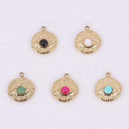 Stainless Steel Pendants 316 Stainless Steel with Natural Stone Vacuum Ion Plating golden 10.50mm Sold By Bag