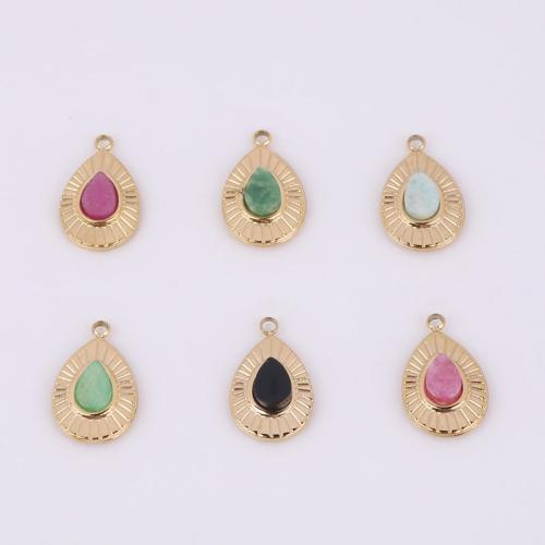 Stainless Steel Pendants, 316 Stainless Steel, with Natural Stone, Vacuum Ion Plating, different materials for choice, golden, 13.50x8.50mm, 10PCs/Bag, Sold By Bag