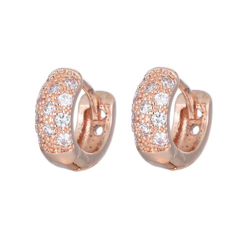 Boucles d'oreilles en laiton zircon cubique pavent, bijoux de mode & pavé de micro zircon & pour femme, couleur or rose, 10x5mm, Vendu par paire