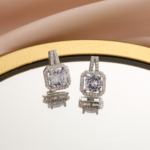 Cubic Zirconia Micro Pave Brass Earring, fashion jewelry & micro pave cubic zirconia & for woman, 18x12mm, Sold By Pair
