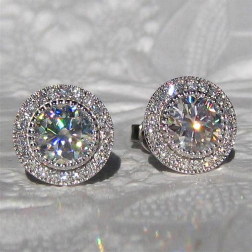 Cubic Zirconia Micro Pave Brass Earring fashion jewelry & micro pave cubic zirconia & for woman 9mm Sold By Pair