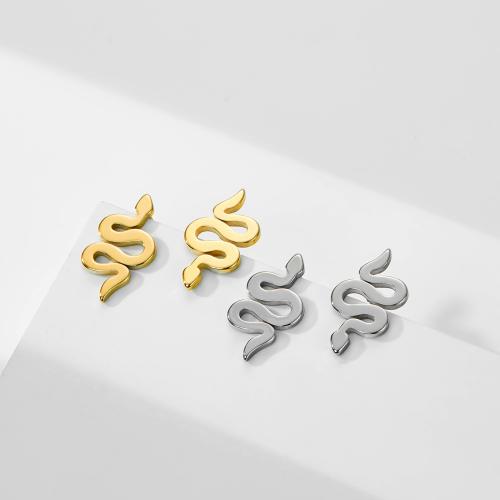 Stainless Steel Stud Earrings 304 Stainless Steel Snake fashion jewelry & for woman Sold By Pair
