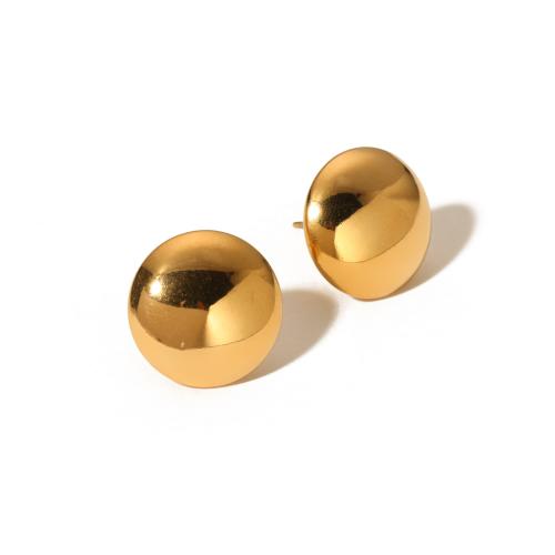 Stainless Steel Stud Earrings, 304 Stainless Steel, 18K gold plated, fashion jewelry & for woman, golden, 19.20mm, Sold By Pair
