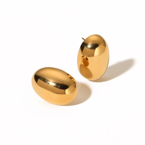 Stainless Steel Stud Earrings, 304 Stainless Steel, 18K gold plated, fashion jewelry & for woman, golden, 17.60x25.30mm, Sold By Pair