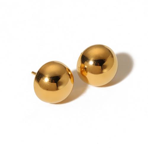 Stainless Steel Stud Earrings, 304 Stainless Steel, 18K gold plated, fashion jewelry & for woman, golden, 20mm, Sold By Pair