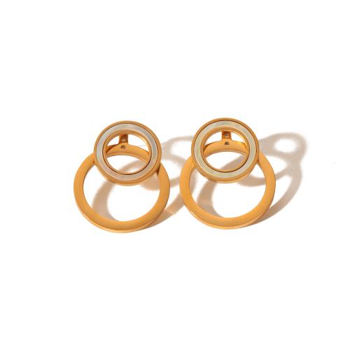Stainless Steel Stud Earrings, 304 Stainless Steel, 18K gold plated, fashion jewelry & for woman, golden, 12mm, Sold By Pair