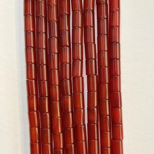 Abalorios de Ágata Roja, Columna, Bricolaje, Rojo, 8x12mm, aproximado 35PCs/Sarta, Vendido por Sarta