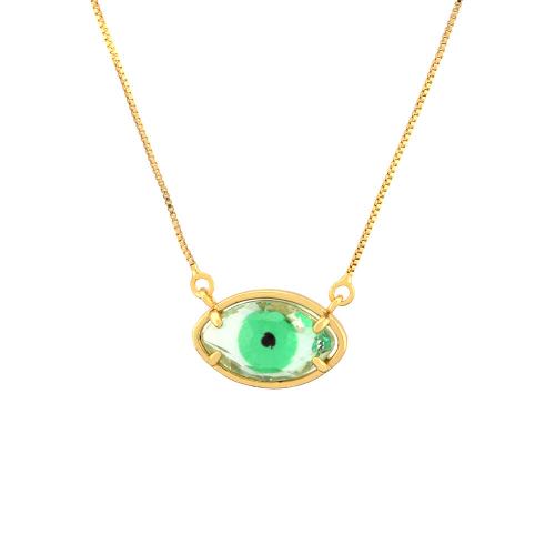 Evil Eye Jewelry Necklace, Brass, with Crystal, with 5cm extender chain, gold color plated, fashion jewelry & for woman, more colors for choice, nickel, lead & cadmium free, 13x20mm, Length:Approx 45 cm, Sold By PC