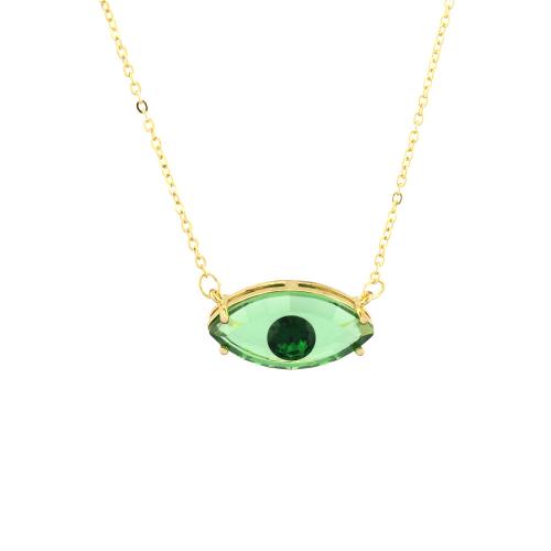 Evil Eye Jewelry Necklace, Brass, with Crystal, with 5cm extender chain, gold color plated, fashion jewelry & for woman, more colors for choice, nickel, lead & cadmium free, 12x24mm, Length:Approx 45 cm, Sold By PC
