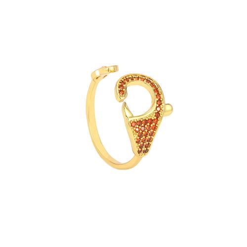 Cubic Zirconia Micro Pave Brass Ring Buckle gold color plated Adjustable & fashion jewelry & micro pave cubic zirconia & for woman nickel lead & cadmium free Inner Approx 17mm Sold By PC