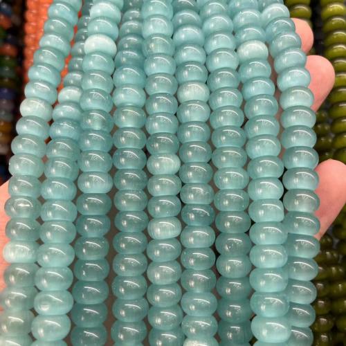 Cats Eye Jewelry Beads, Flat Round, DIY, more colors for choice, 6x10mm, Approx 63PCs/Strand, Sold By Strand