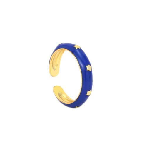 Brass Finger Ring gold color plated Adjustable & fashion jewelry & for woman & enamel nickel lead & cadmium free Inner Approx 17mm Sold By PC