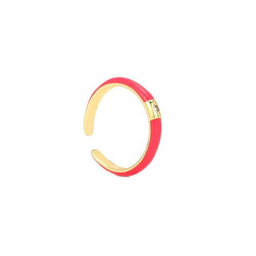Cubic Zircon Brass prst prsten, Mosaz, s Cubic Zirconia, barva pozlacený, Nastavitelný & módní šperky & pro ženy & smalt, více barev na výběr, nikl, olovo a kadmium zdarma, Vnitřní průměr:Cca 17mm, Prodáno By PC