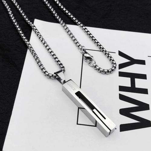 Stainless Steel Jewelry Necklace, 304 Stainless Steel, Rectangle, polished, for man, more colors for choice, 41x7mm, Length:70 cm, Sold By PC