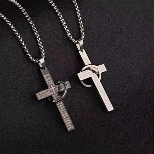 Titanium Steel Necklace Cross polished & for man Sold By PC