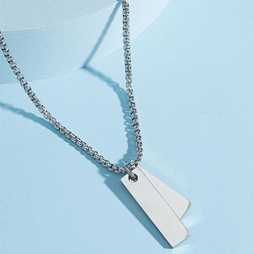 Edelstahl Schmuck Halskette, 304 Edelstahl, Rechteck, poliert, für den Menschen, Länge:70 cm, verkauft von PC