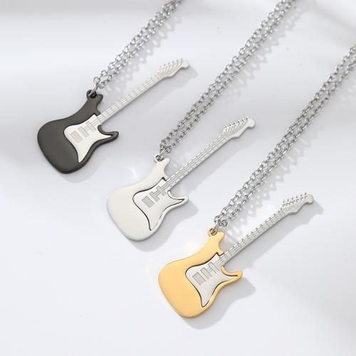 Stainless Steel Jewelry Necklace, 304 Stainless Steel, Guitar, polished, Unisex, more colors for choice, Length:41-50 cm, Sold By PC