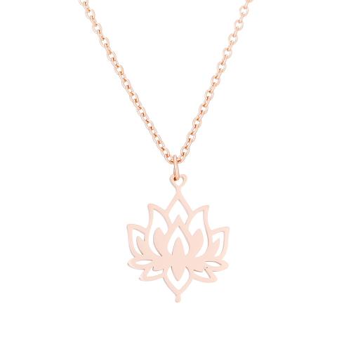 Stainless Steel Jewelry Necklace, 304 Stainless Steel, Flower, polished, for woman, rose gold color, Sold By PC