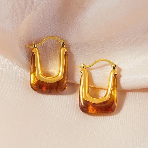 Messing Leverback Ohrring, mit Harz, Herz, goldfarben plattiert, Modeschmuck, goldfarben, frei von Nickel, Blei & Kadmium, 21x32mm, verkauft von Paar